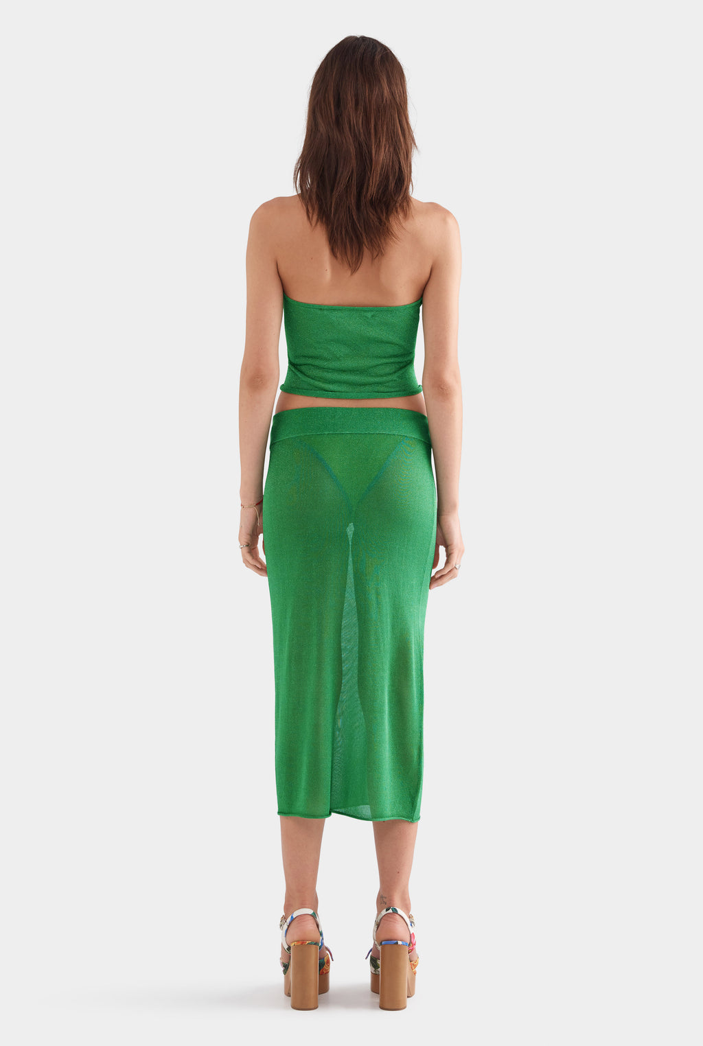 Lurex Knit Scarf Halter Top - Bright Green