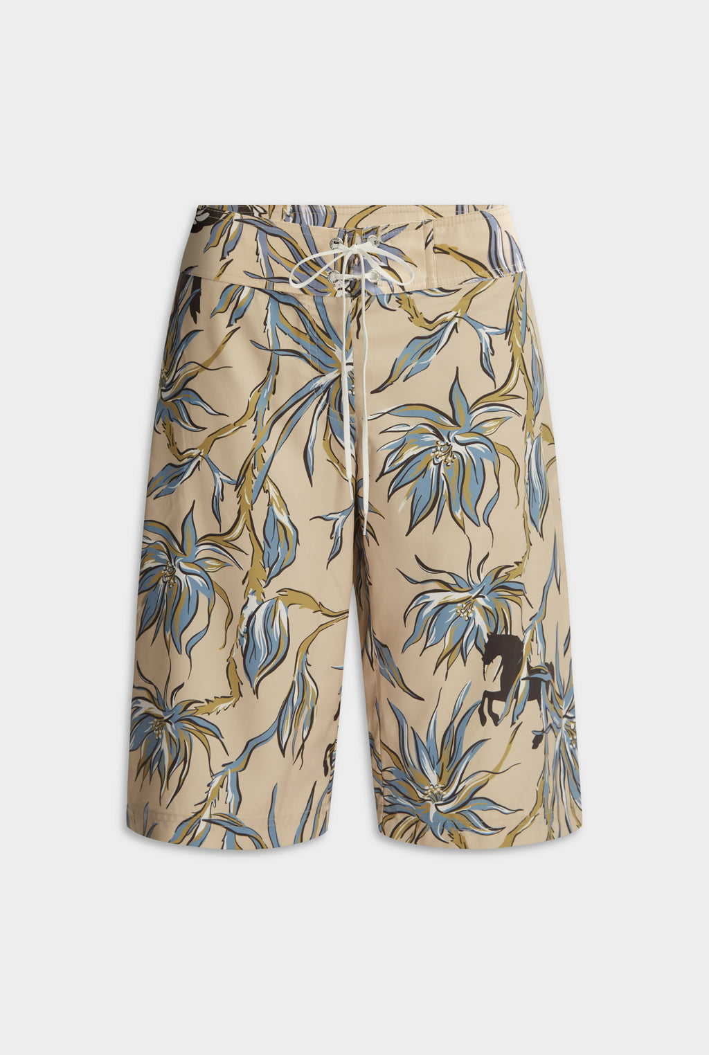 Printed Boardshort - Beige Floral Horse Print