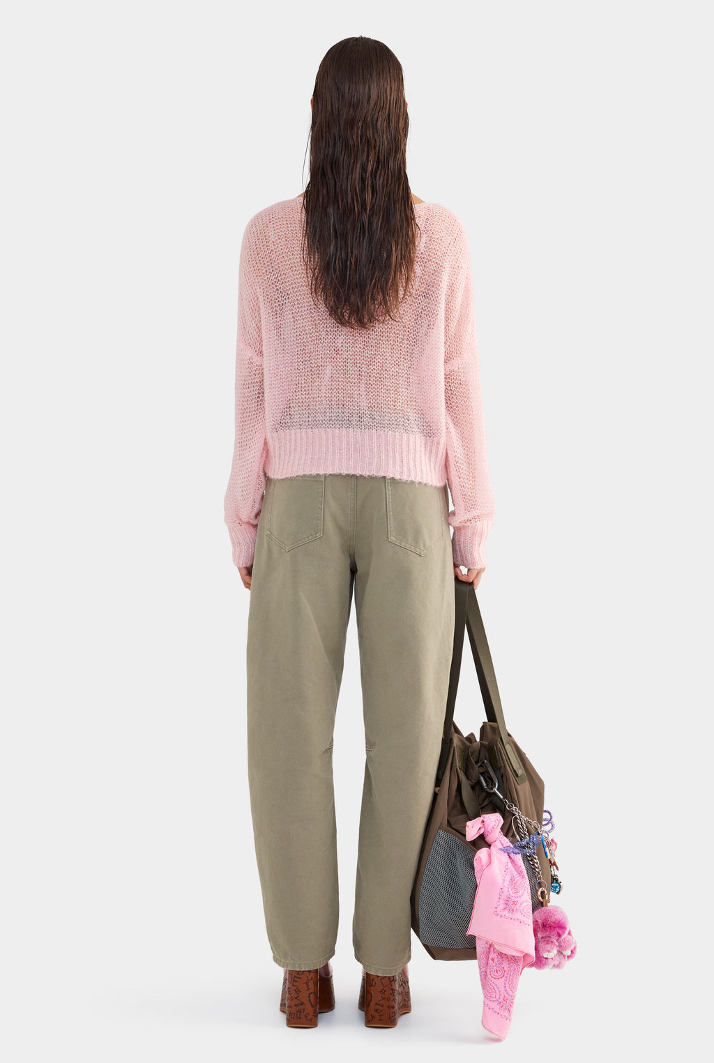 Mohair Open Knit Sweater - Light Pink