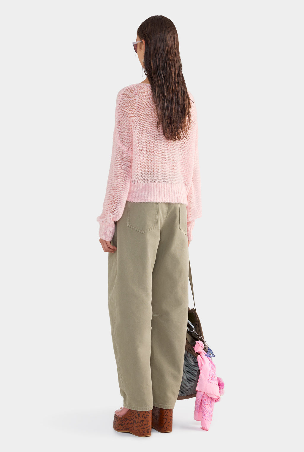 Mohair Open Knit Sweater - Light Pink