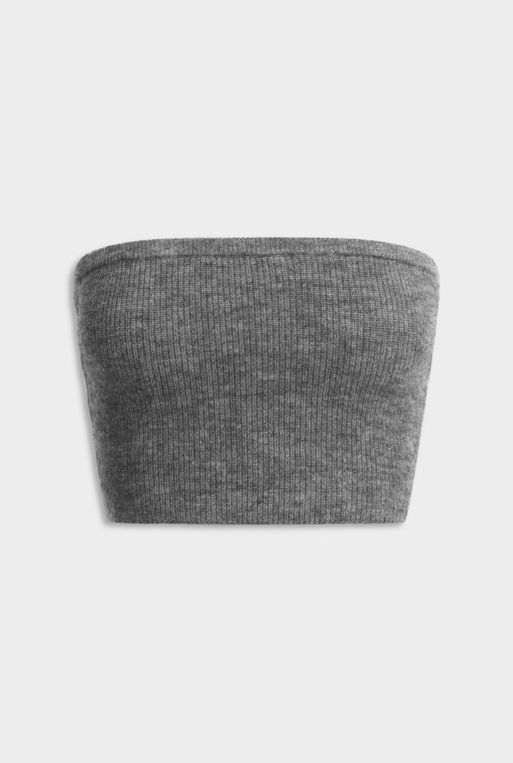 Mohair Wool Knit Strapless Top - Dark Grey Marl