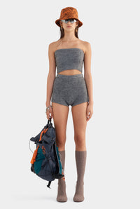 Mohair Wool Knit Shorts - Dark Grey Marl