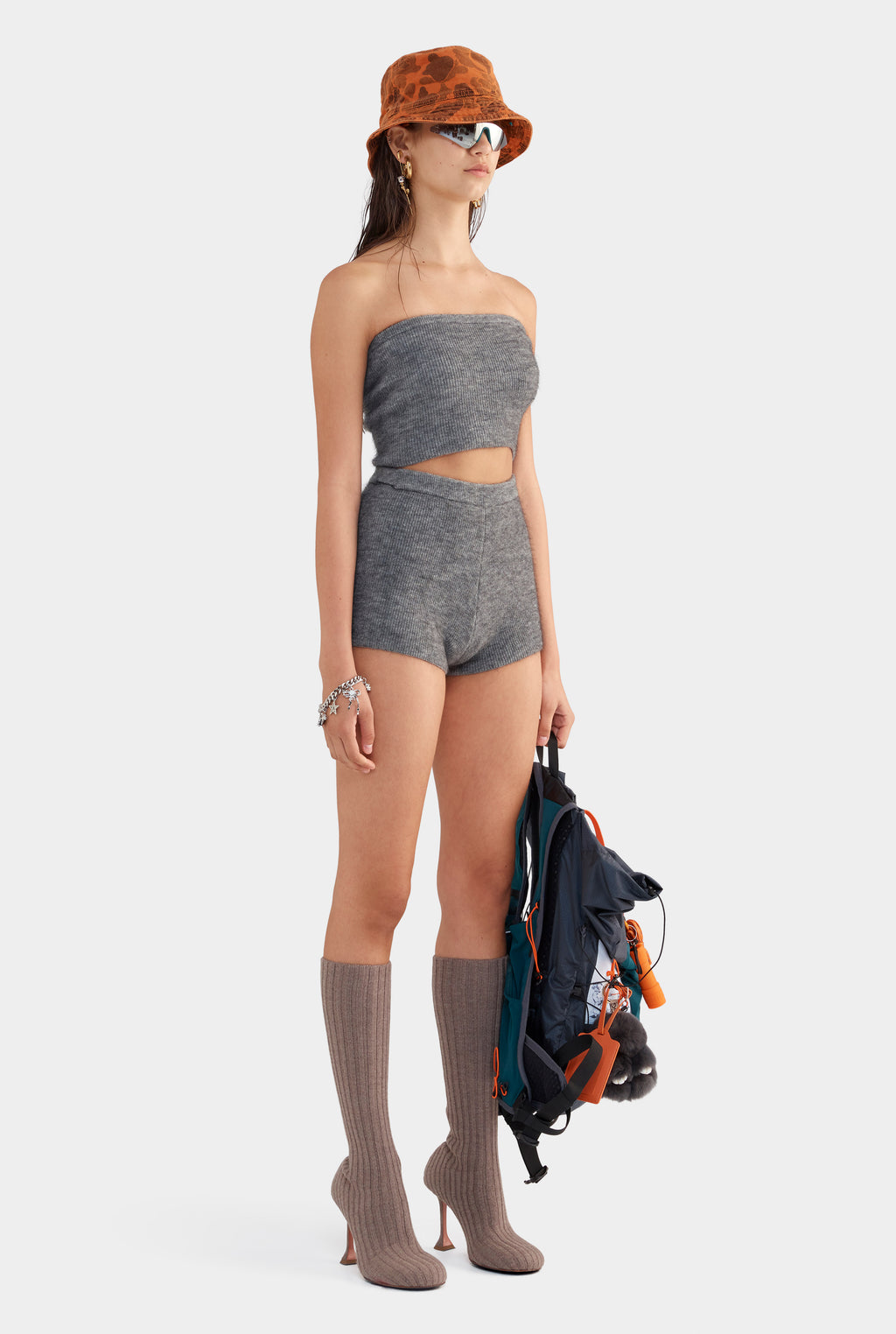 Mohair Wool Knit Shorts - Dark Grey Marl