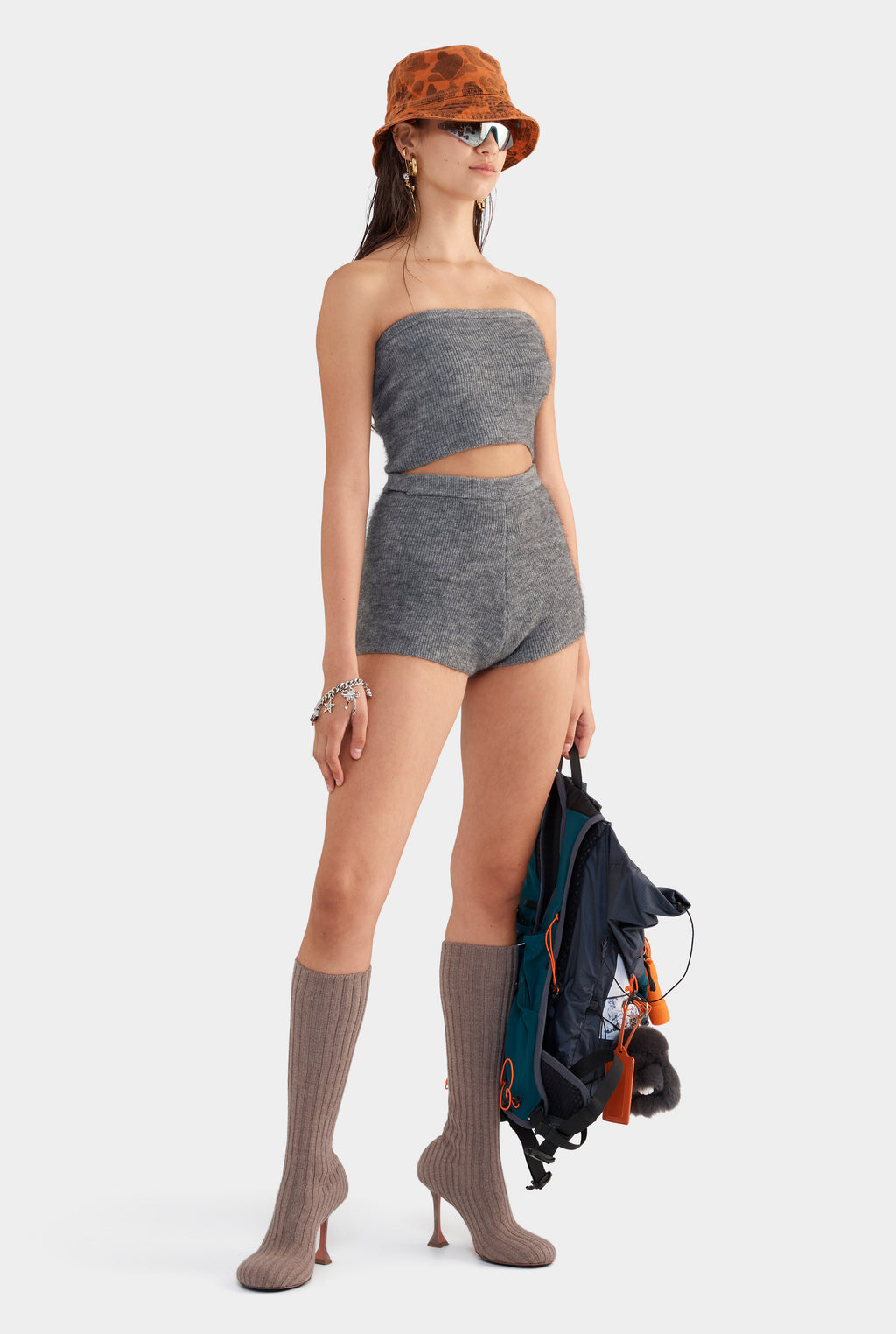 Mohair Wool Knit Shorts - Dark Grey Marl