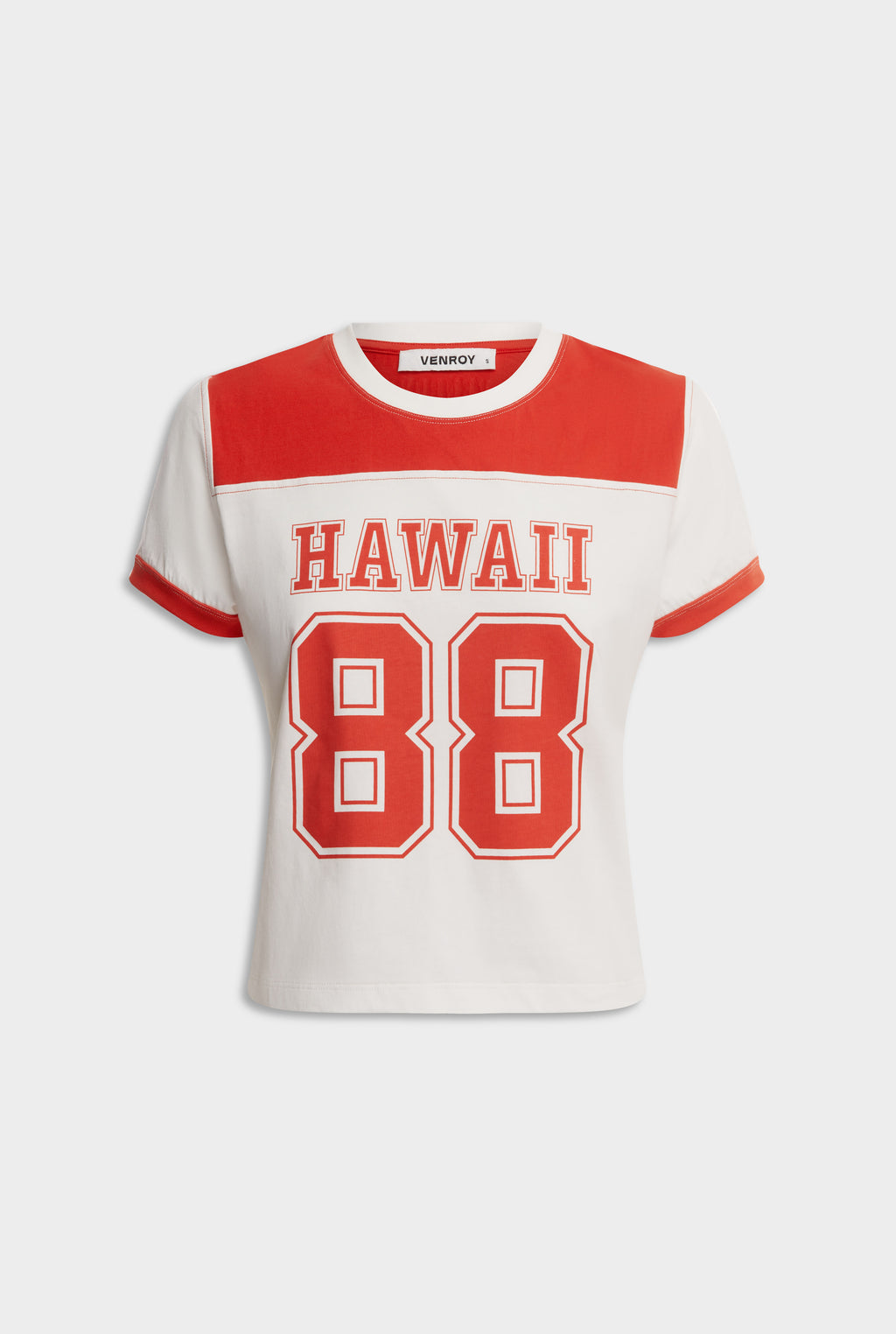 Panelled Baby Tee - Off White/Red