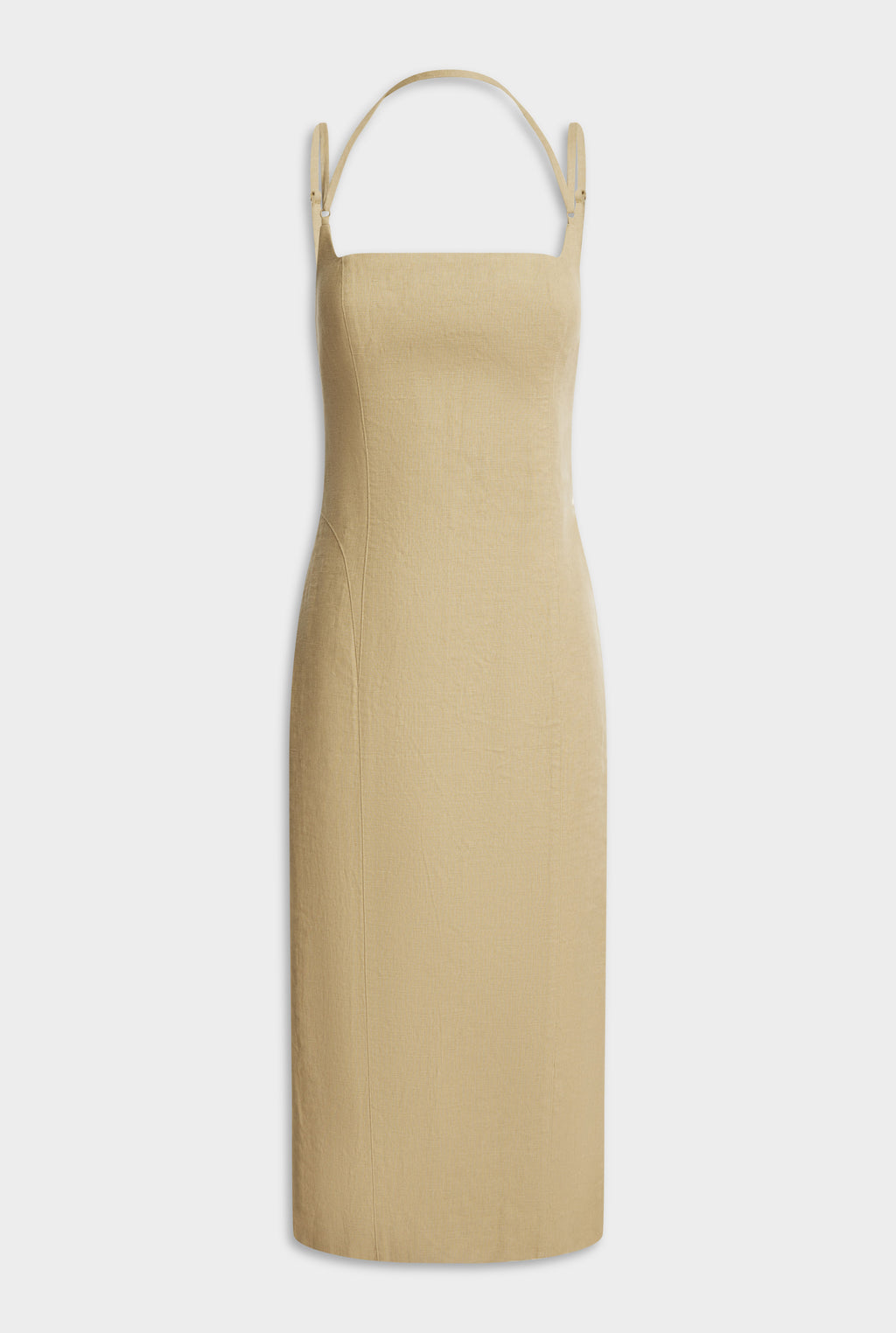 Panelled Linen Midi Dress - Hazelnut