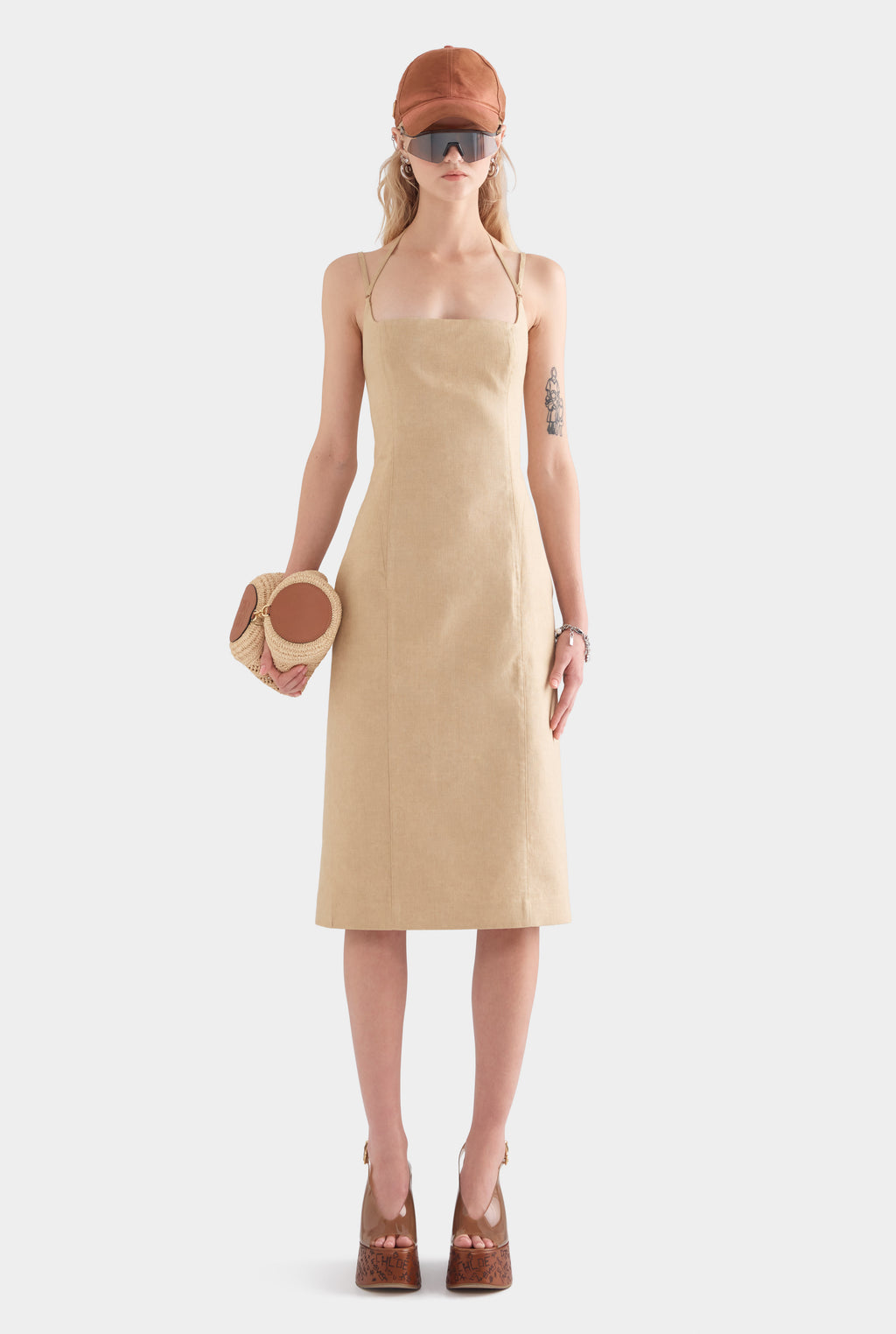 Panelled Linen Midi Dress - Hazelnut