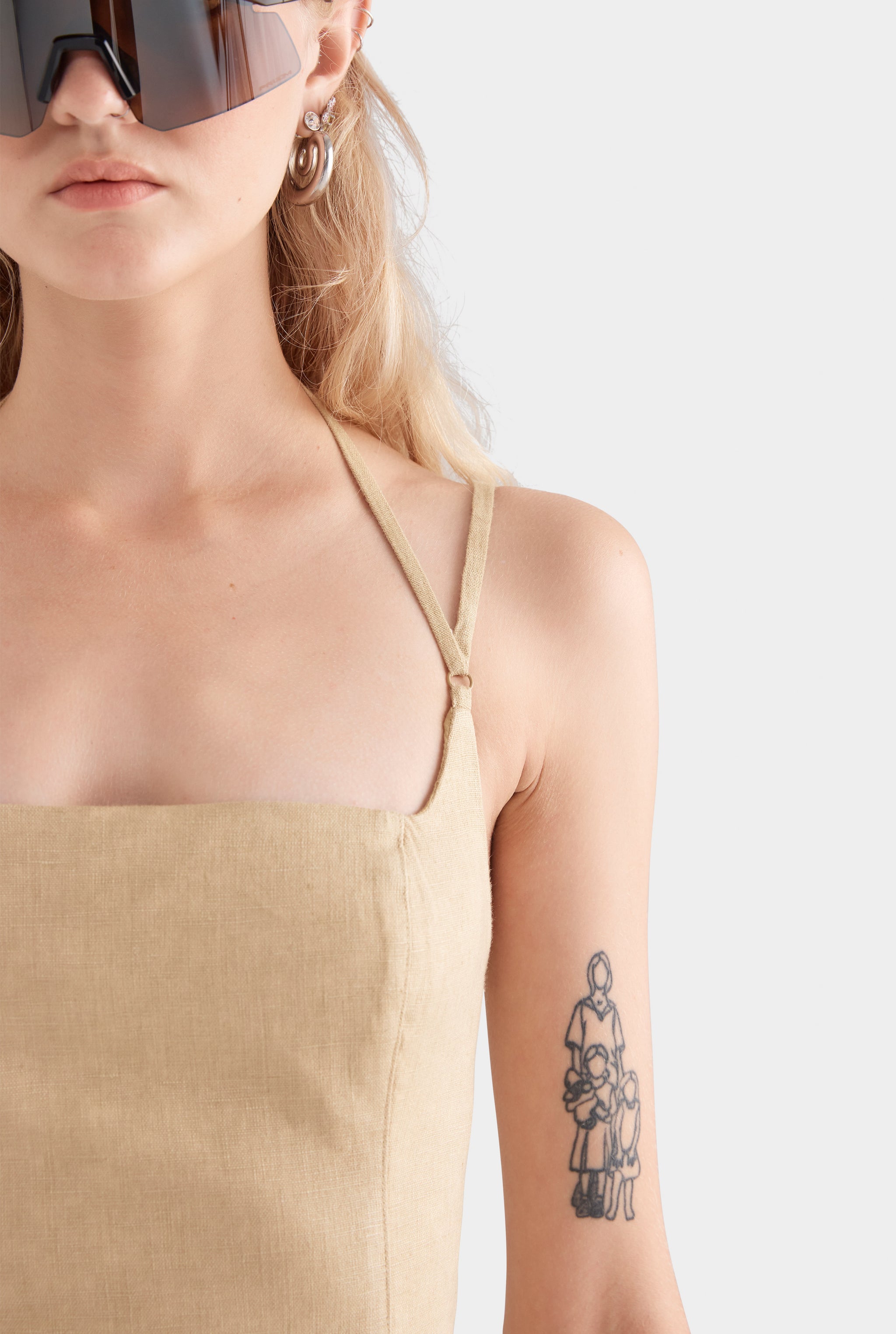 Panelled Linen Midi Dress - Hazelnut