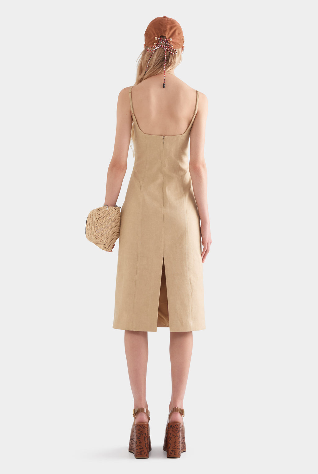 Panelled Linen Midi Dress - Hazelnut