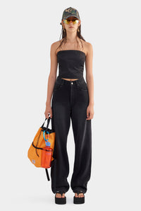 V Front Denim Jean - Black