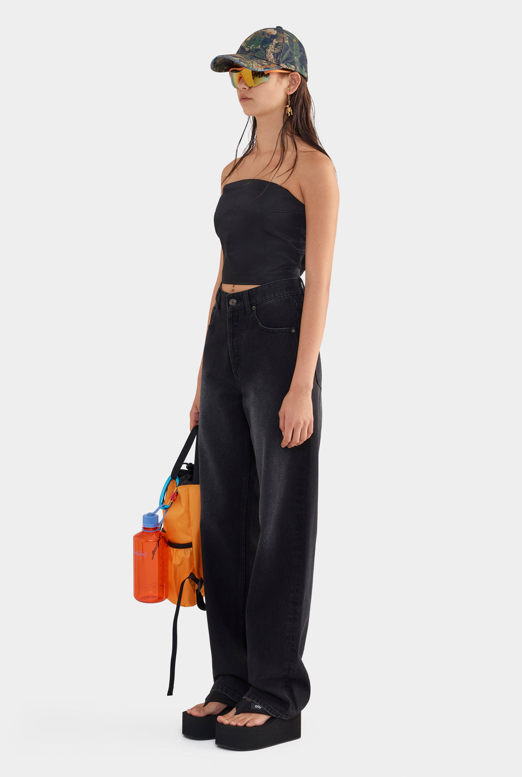 V Front Denim Jean - Black