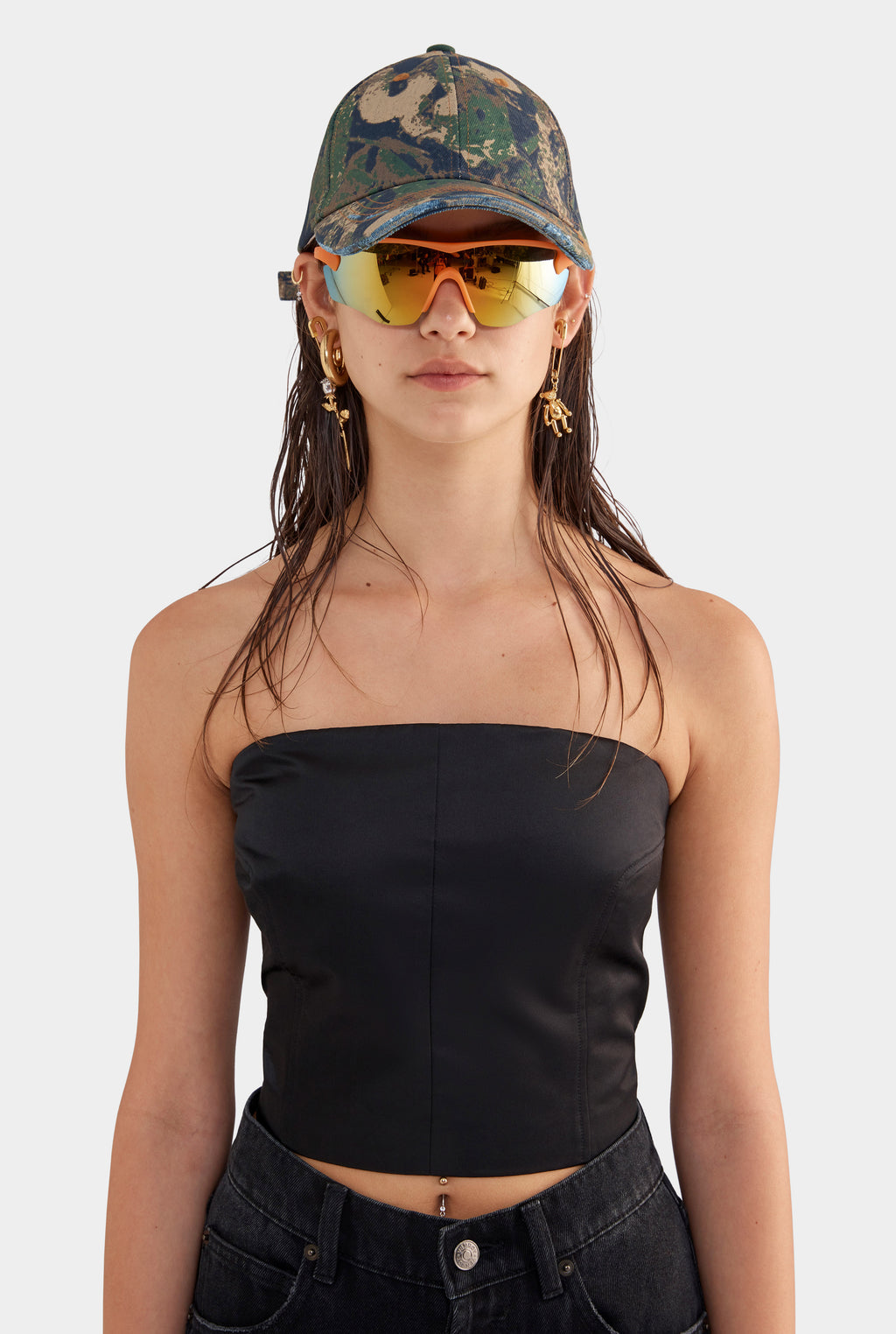 Panelled Silk Cotton Bustier - Black