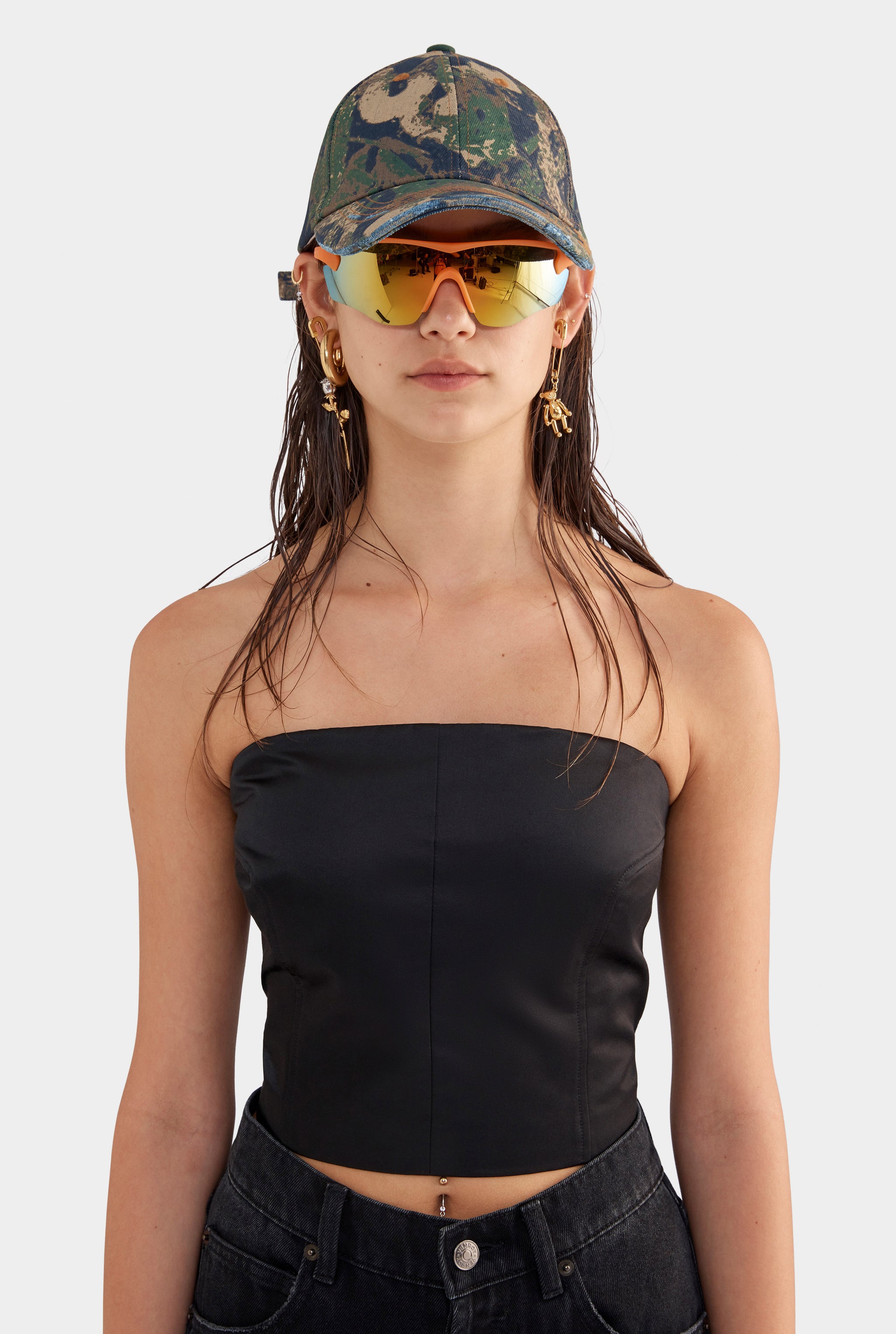 Panelled Silk Cotton Bustier - Black