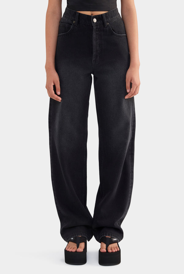 V Front Denim Jean - Black