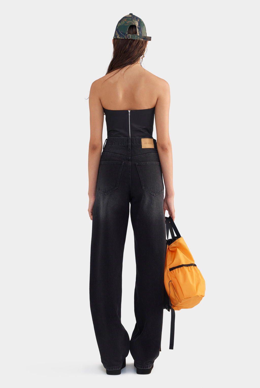 V Front Denim Jean - Black