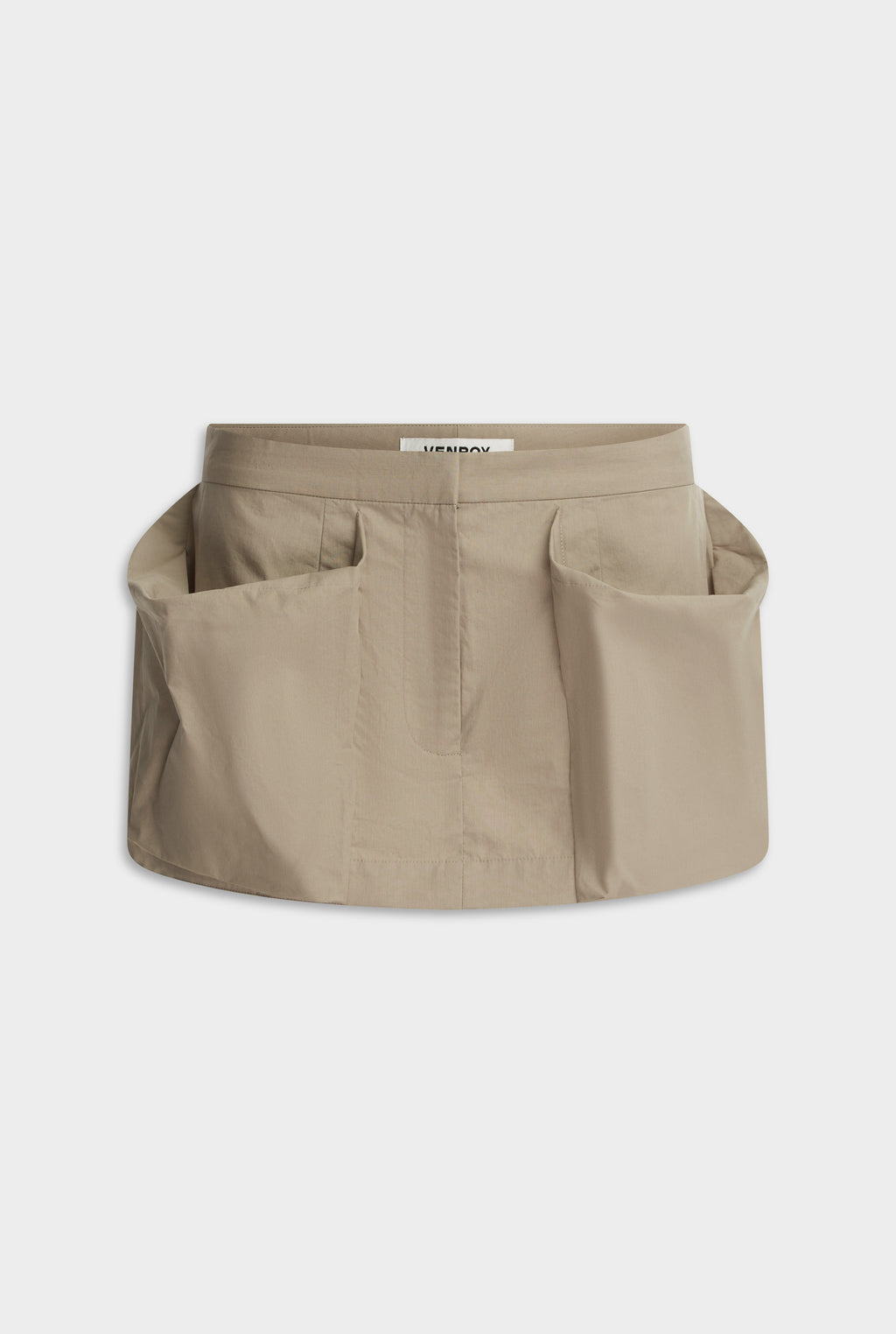 Pocket Detail Cotton Mini Skirt - Pebble