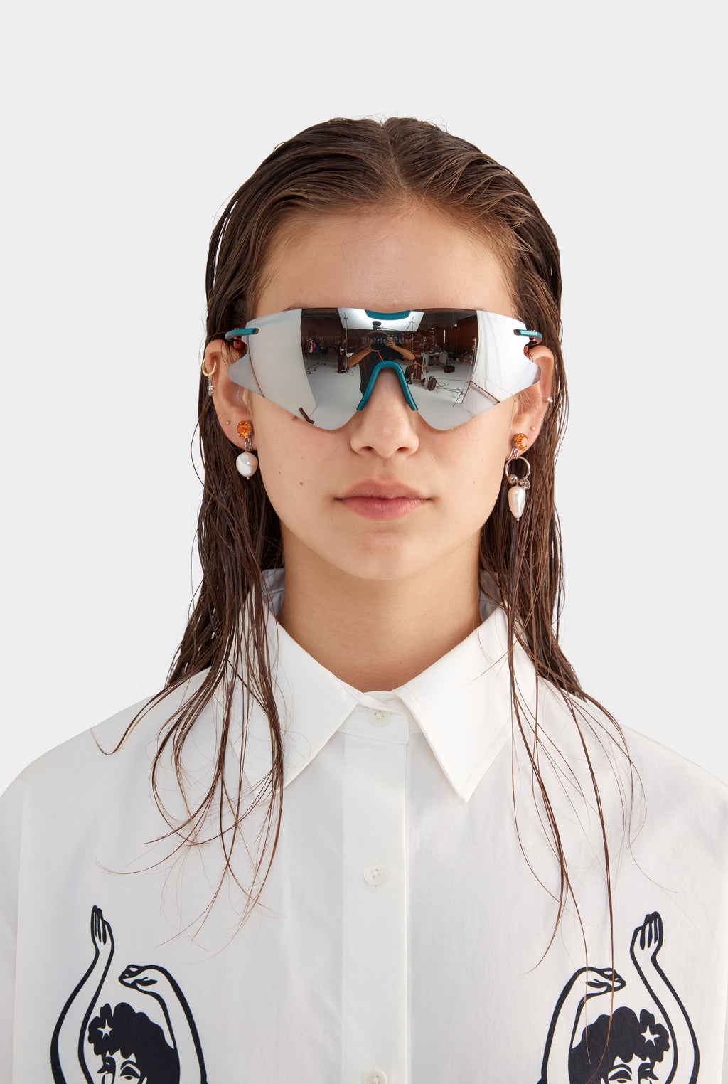 Relaxed Cotton Short Sleeve Shirt - Off White/Hula Girl Print