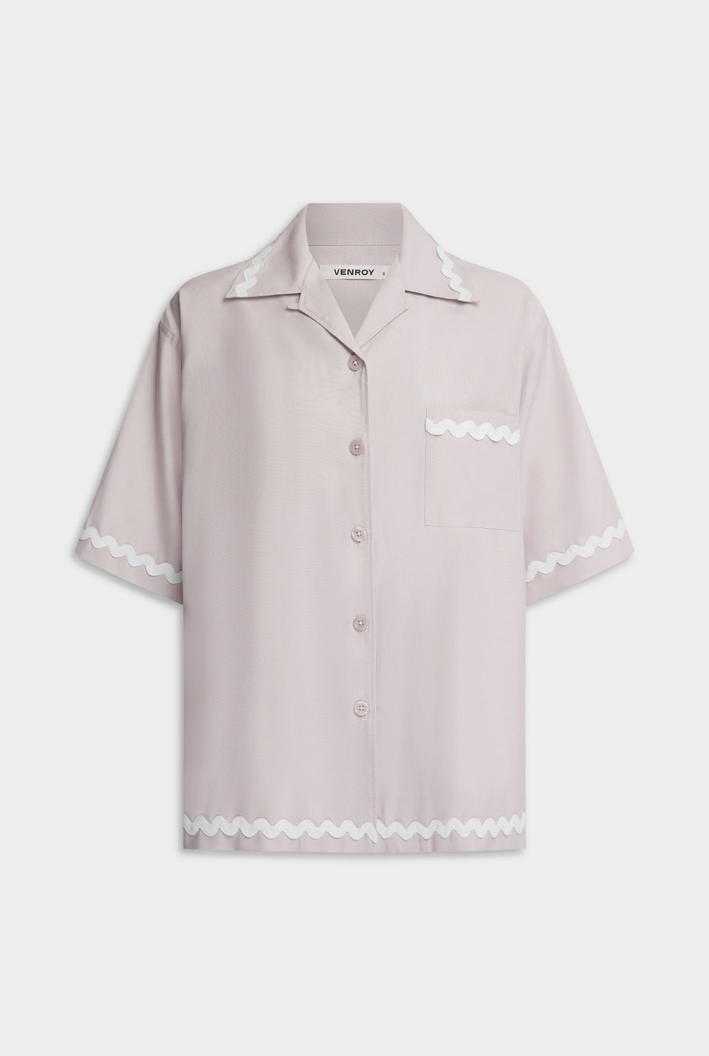 Relaxed Short Sleeve Silk Shirt - Lilac