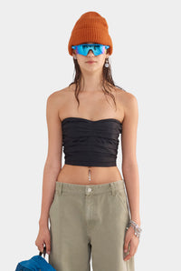 Ruched Cotton Bodice - Black