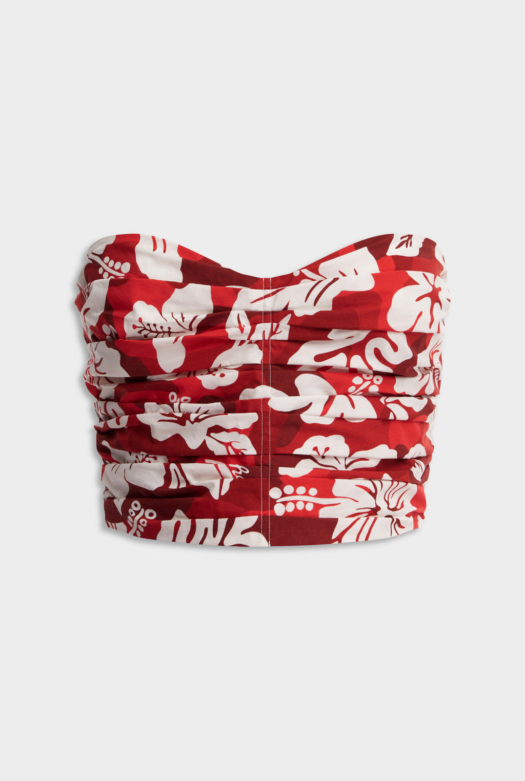 Ruched Cotton Bodice - Red Hibiscus Camo