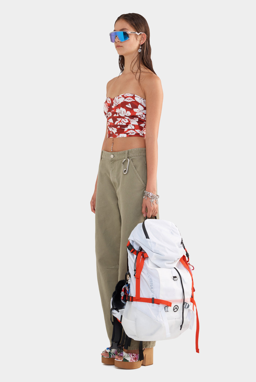 Ruched Cotton Bodice - Red Hibiscus Camo