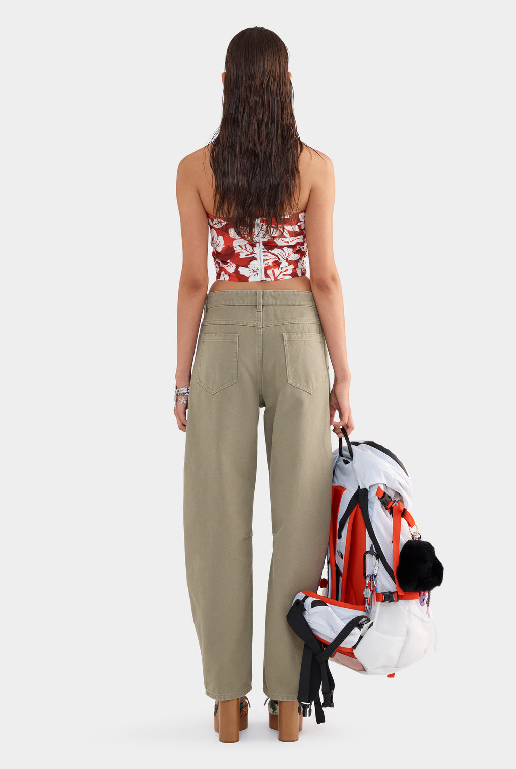 Ruched Cotton Bodice - Red Hibiscus Camo