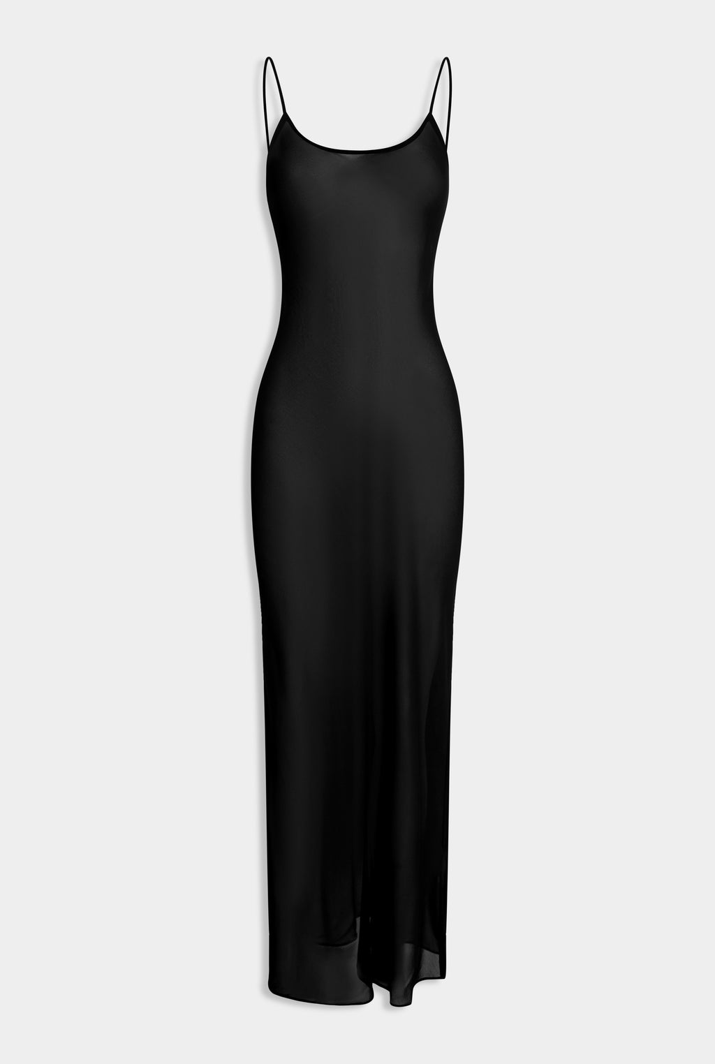 Sheer Silk Slip Dress - Black