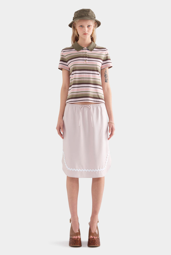 Drawstring Silk Skirt - Lilac