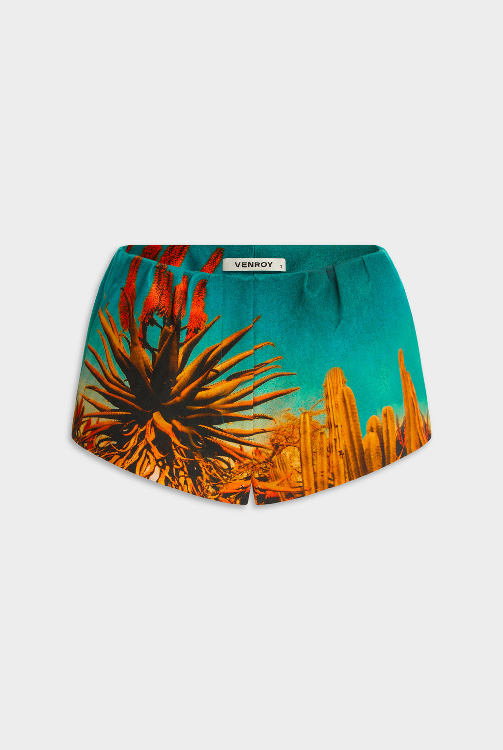 Silk Cotton Mini Short - Cactus Print
