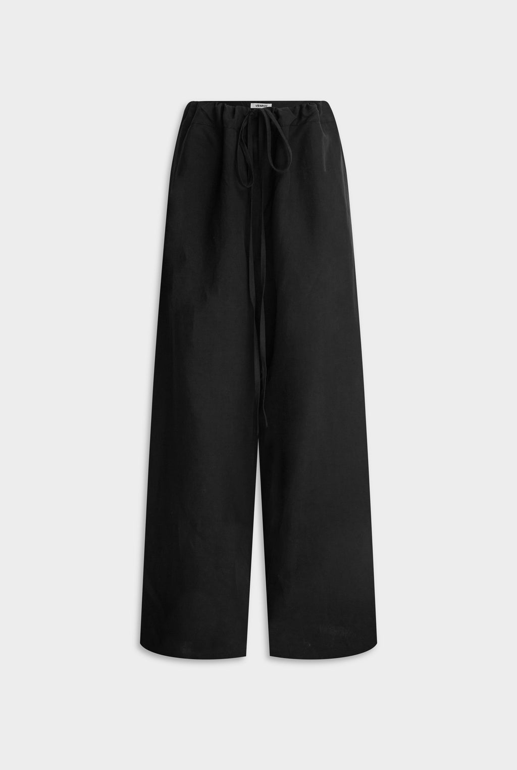 Silk Linen Paperbag Pant - Black