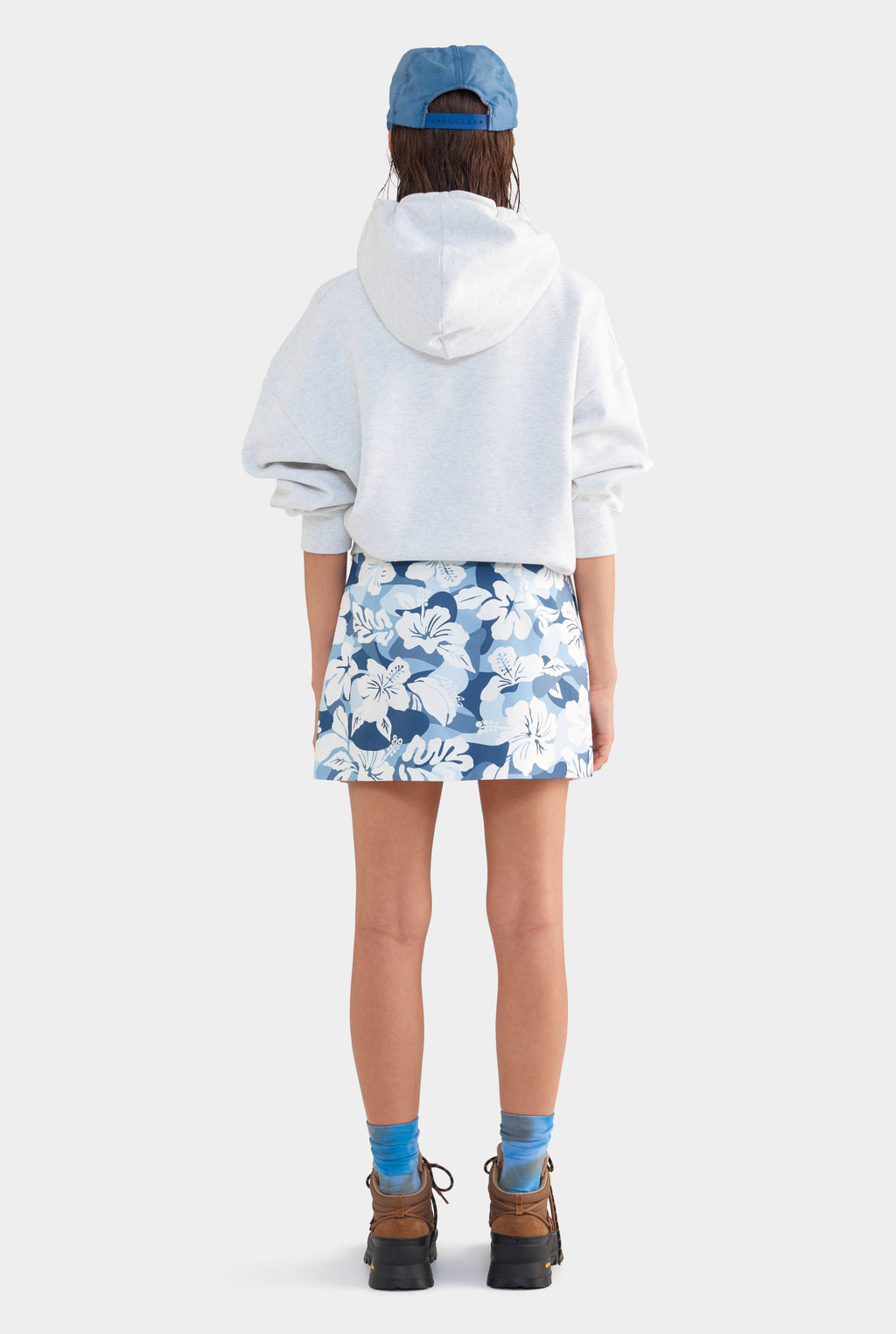 Silk Mini Skirt - Blue Hibiscus Camo