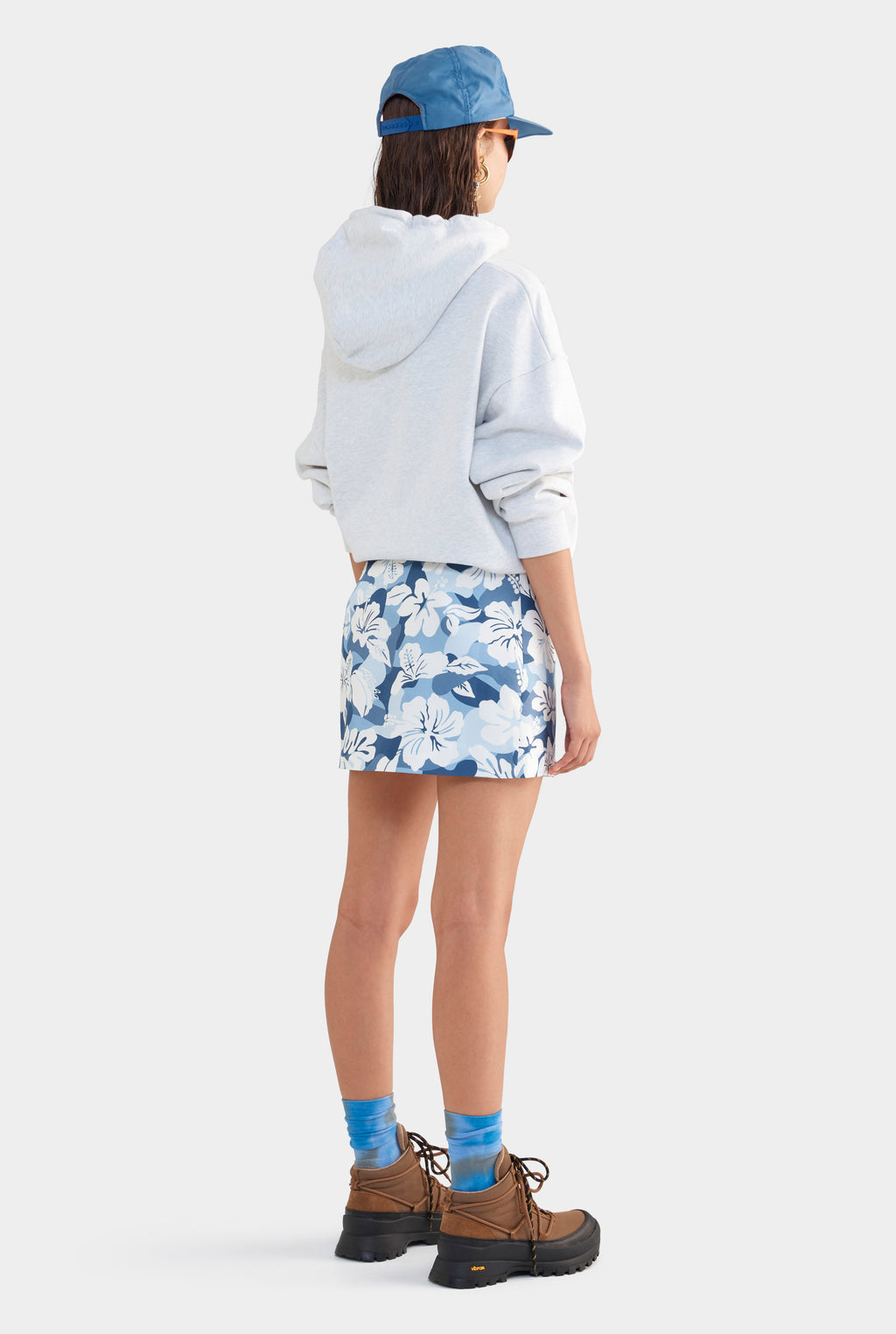 Silk Mini Skirt - Blue Hibiscus Camo