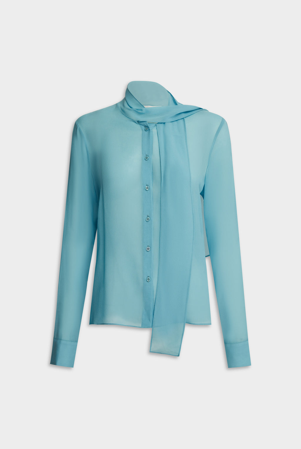 Silk Scarf Shirt - Aqua Blue