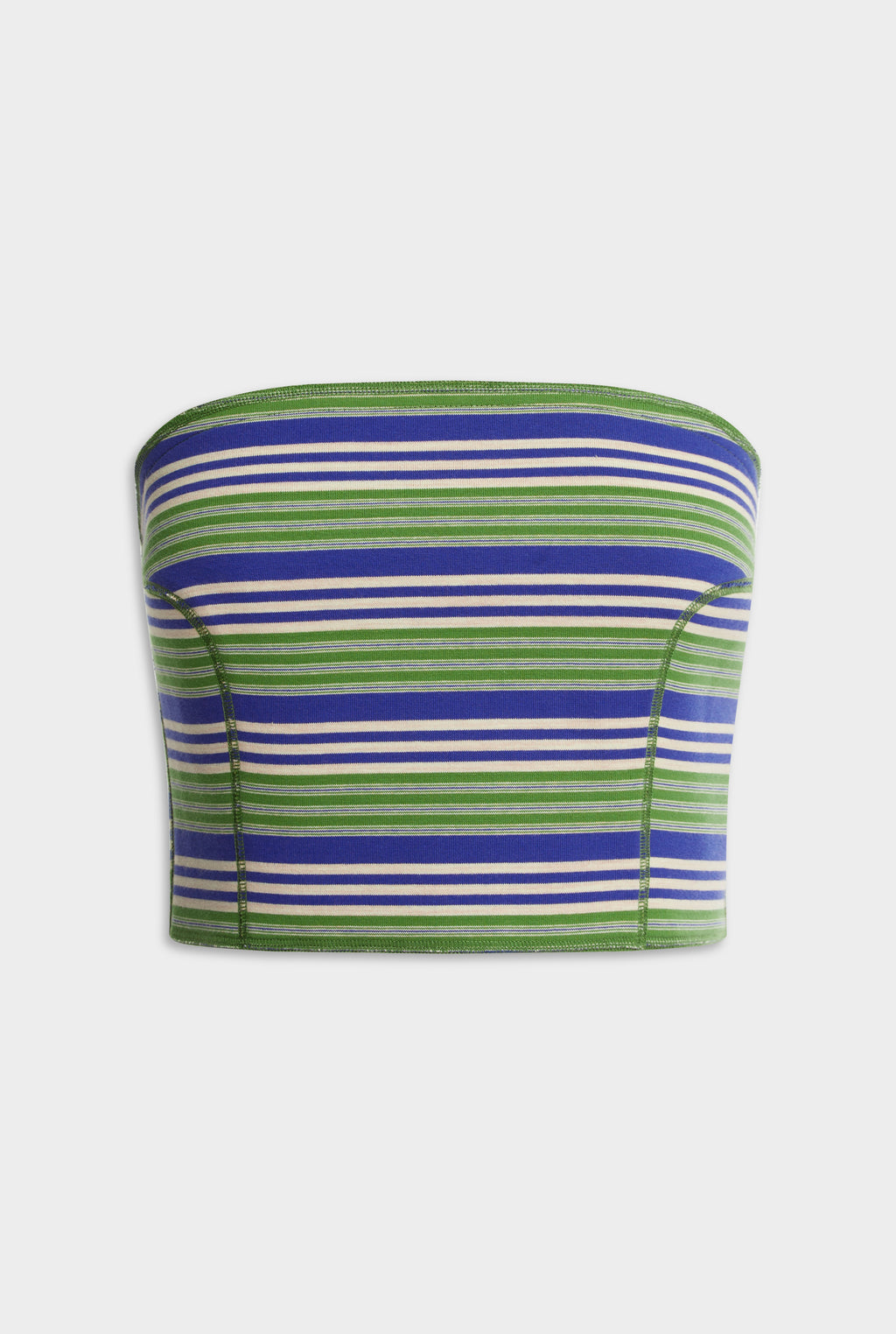 Strapless Jersey Bustier - Blue/Green Stripe
