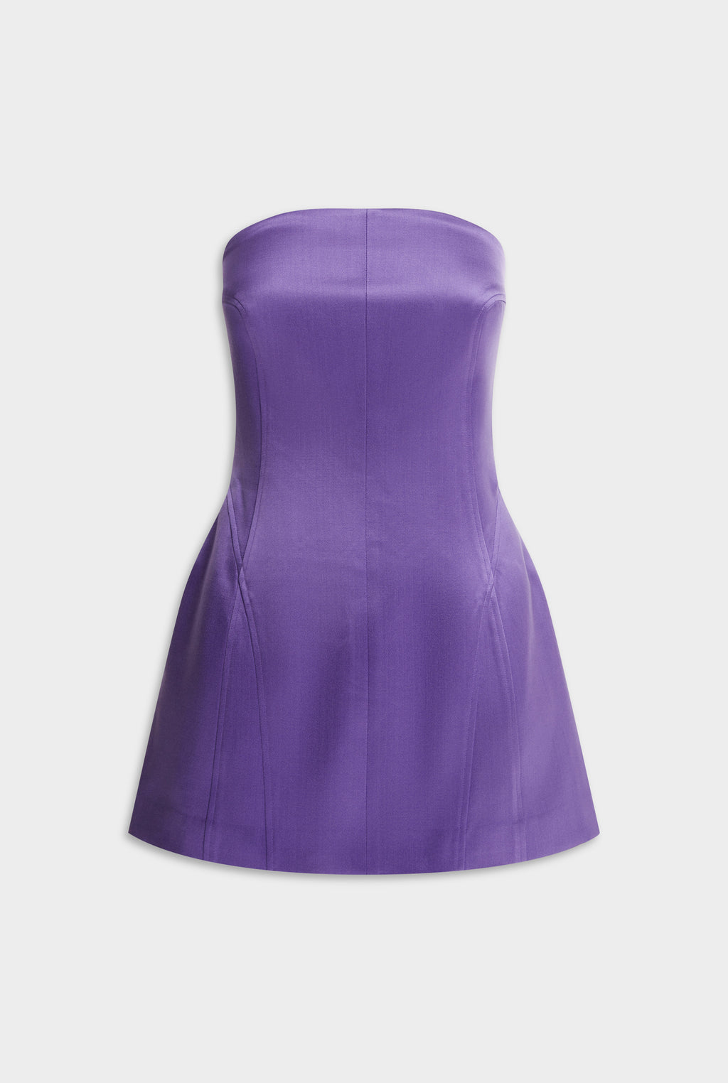Strapless Panelled Silk Cotton Mini Dress - Violet