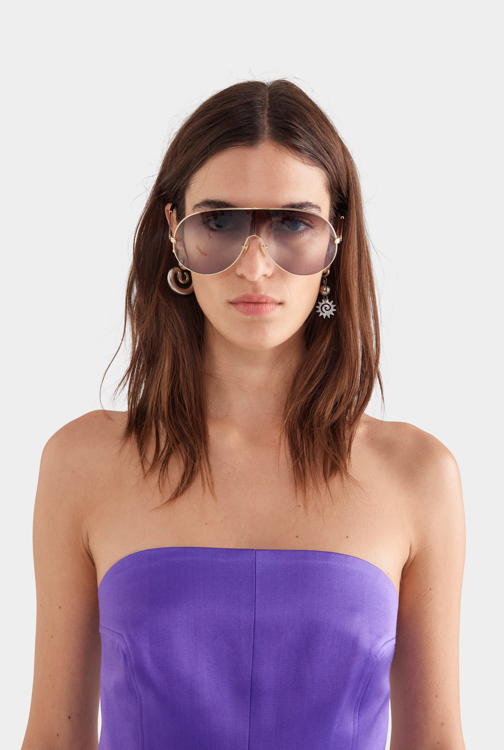 Strapless Panelled Silk Cotton Mini Dress - Violet