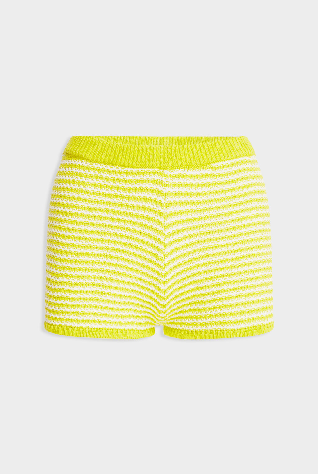 Striped Cotton Knit Shorts - Chartreuse/Off White Stripe