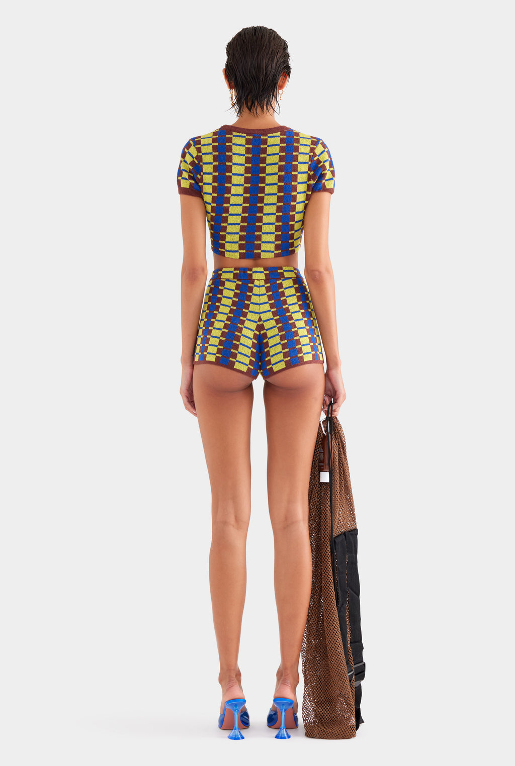 Terry Knit Shorts - Dijon/Blue/Brown Geo Check