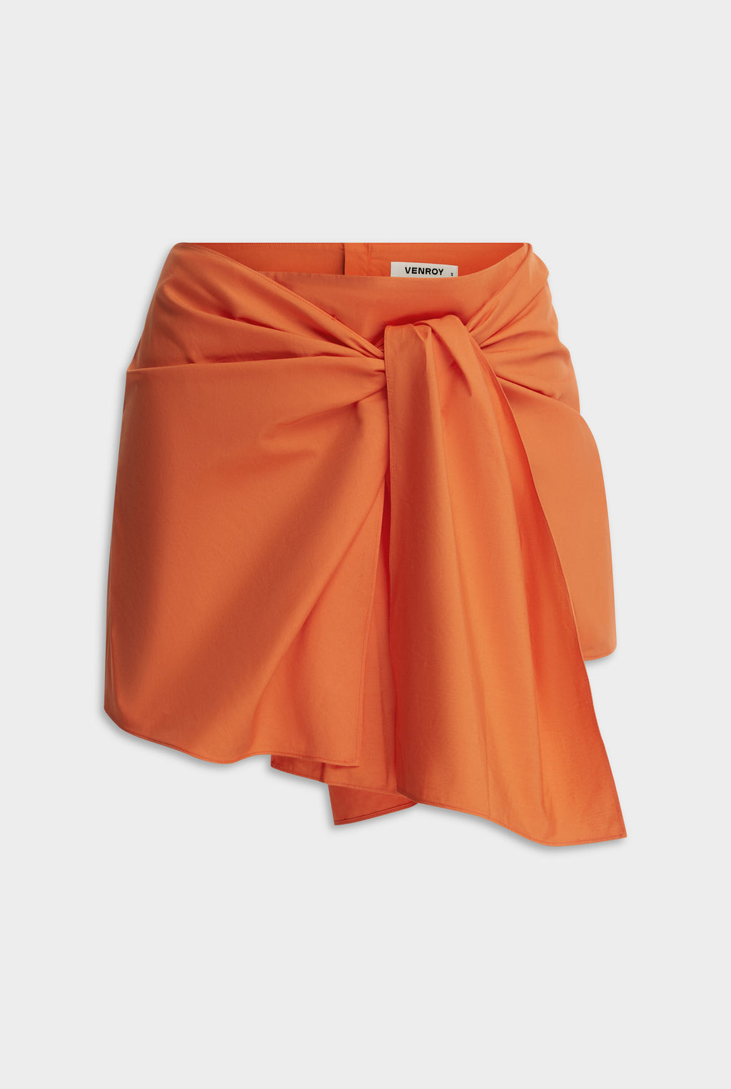 Tie Cotton Mini Skirt - Bright Orange