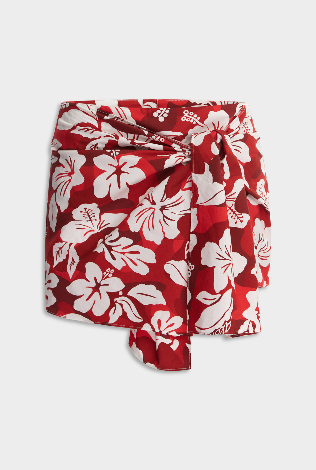 Tie Cotton Mini Skirt - Red Hibiscus Camo