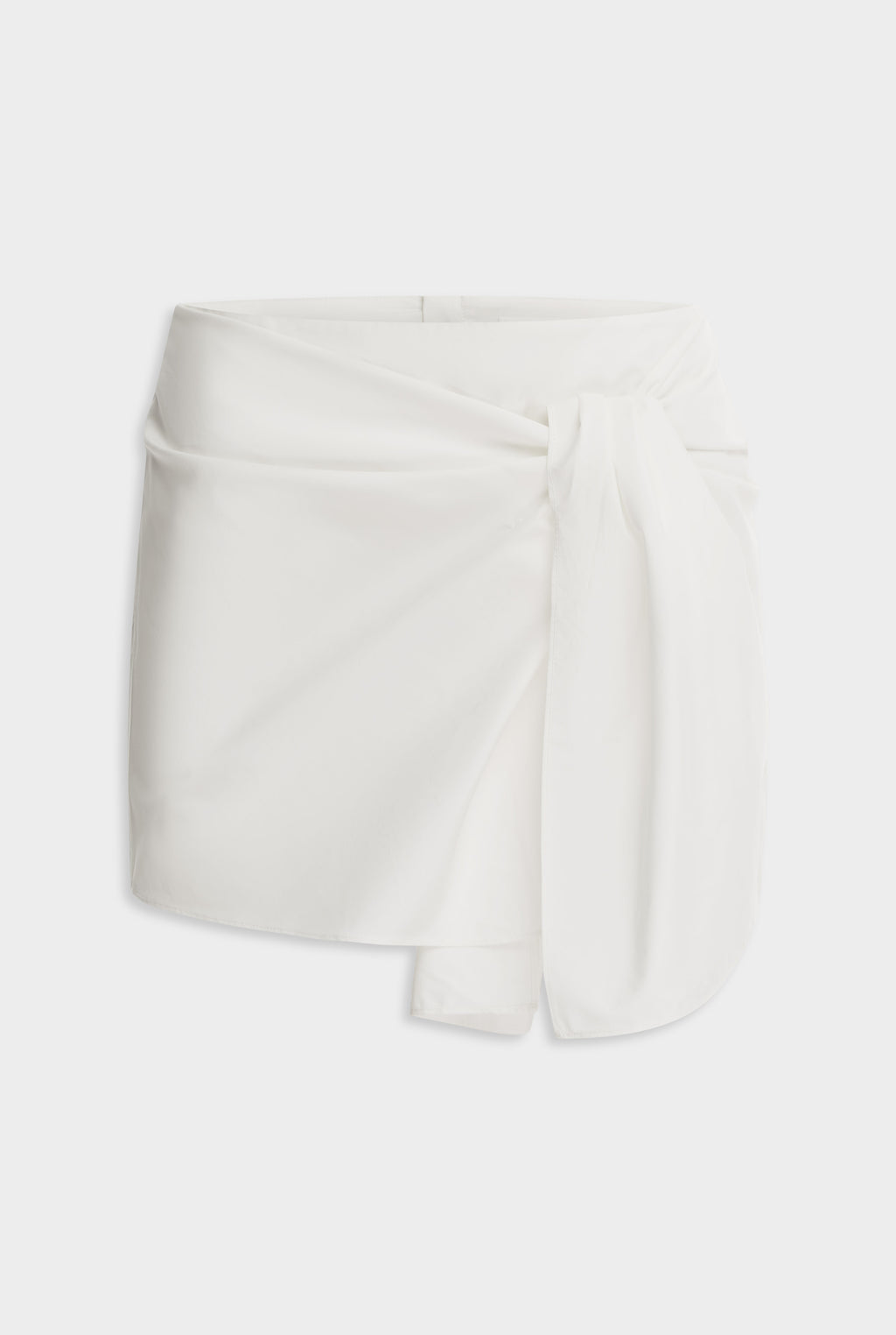 Tie Cotton Mini Skirt - White