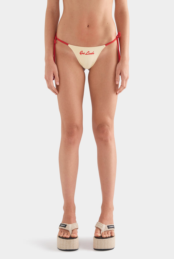 Tie Side Bikini Brief - Dusty Yellow/Red