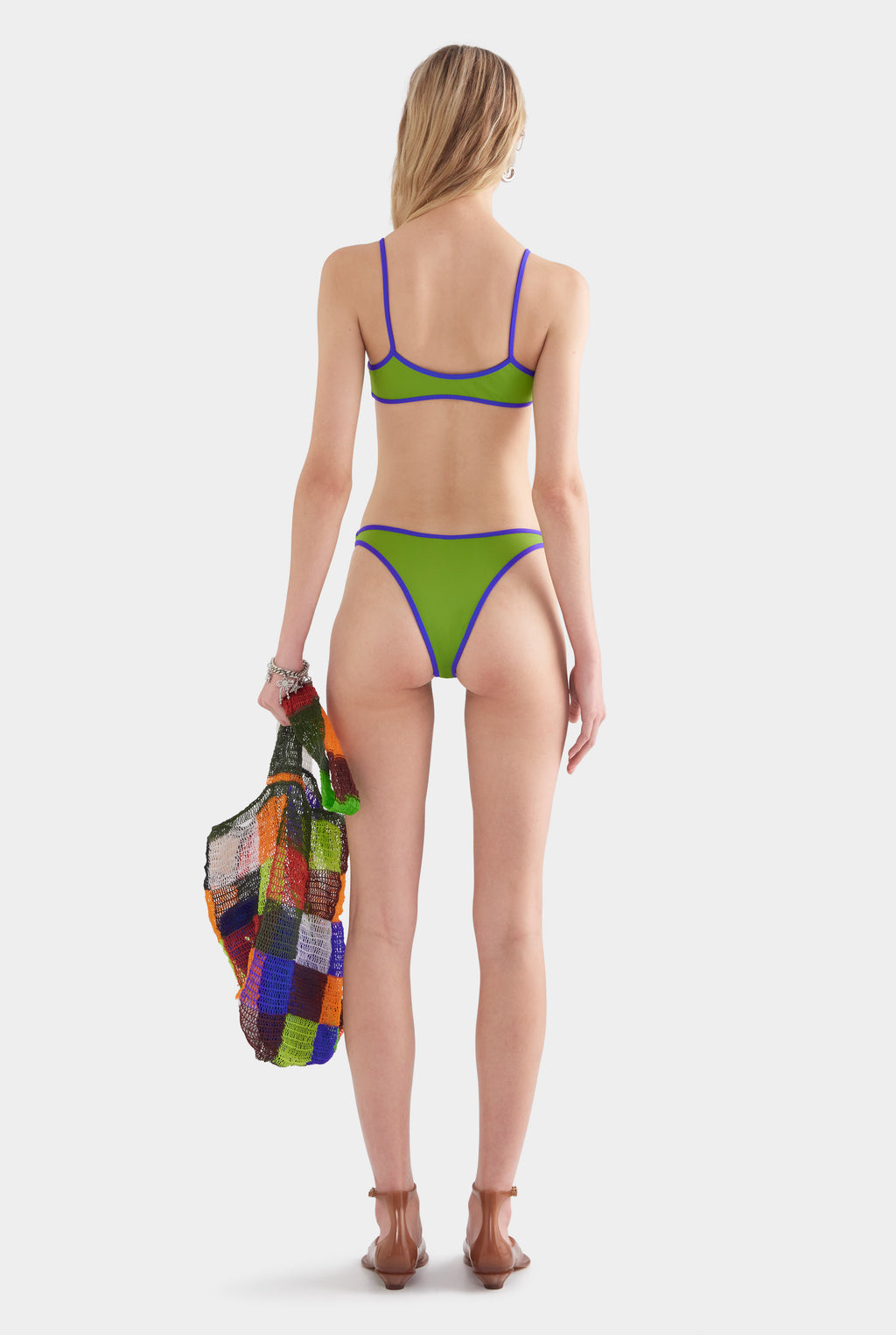 Scoop Neck Bikini Top - Leaf Green/Violet