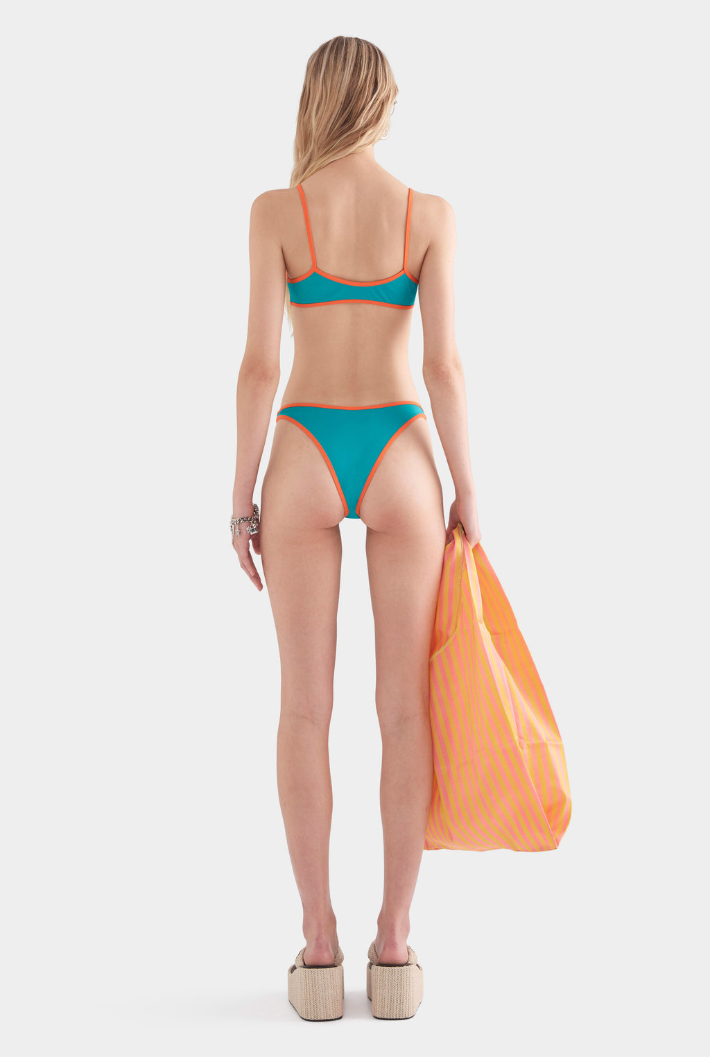 Scoop Neck Bikini Top - Teal/Orange