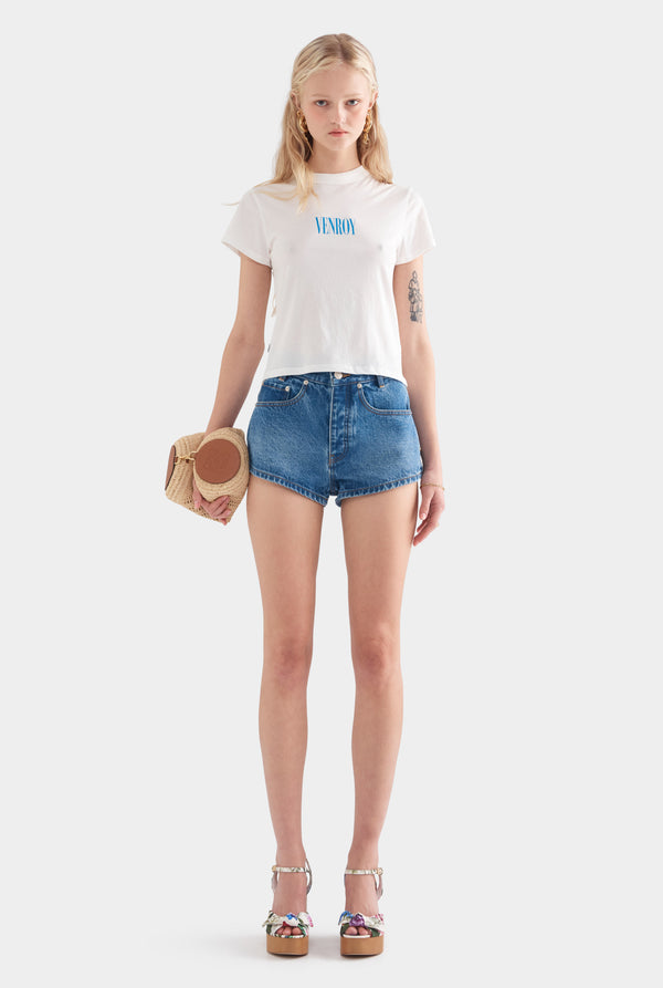 Venroy Mallorca Baby Tee - White/Bright Blue