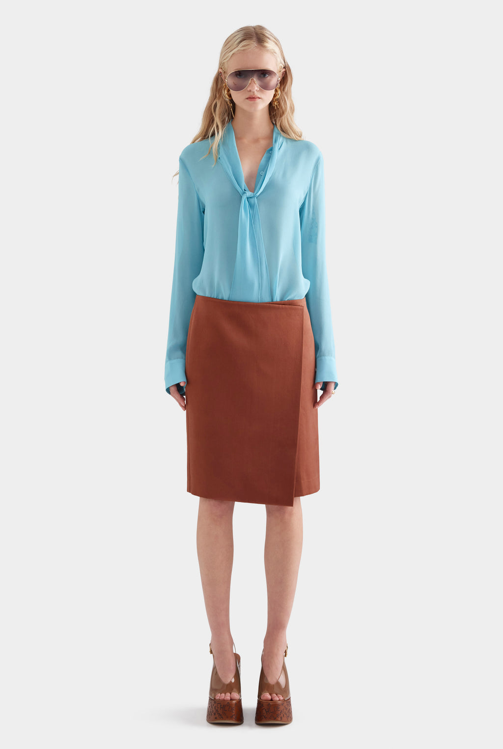 Wrap Silk Cotton Skirt - Chocolate