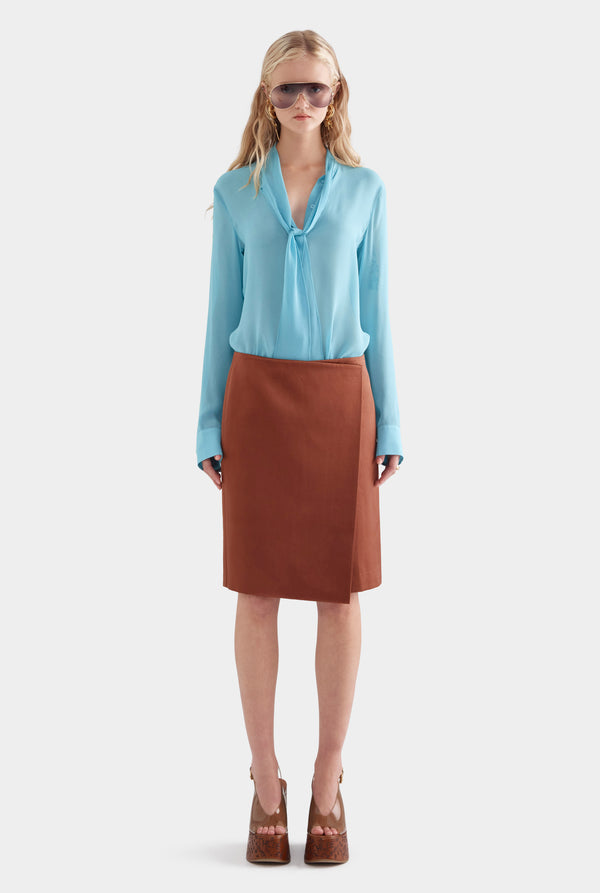 Wrap Silk Cotton Skirt - Chocolate