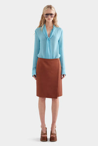 Wrap Silk Cotton Skirt - Chocolate