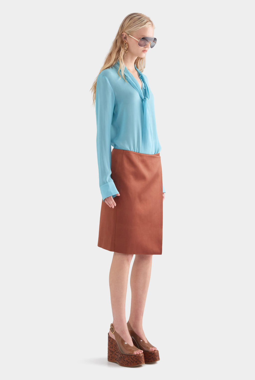 Wrap Silk Cotton Skirt - Chocolate