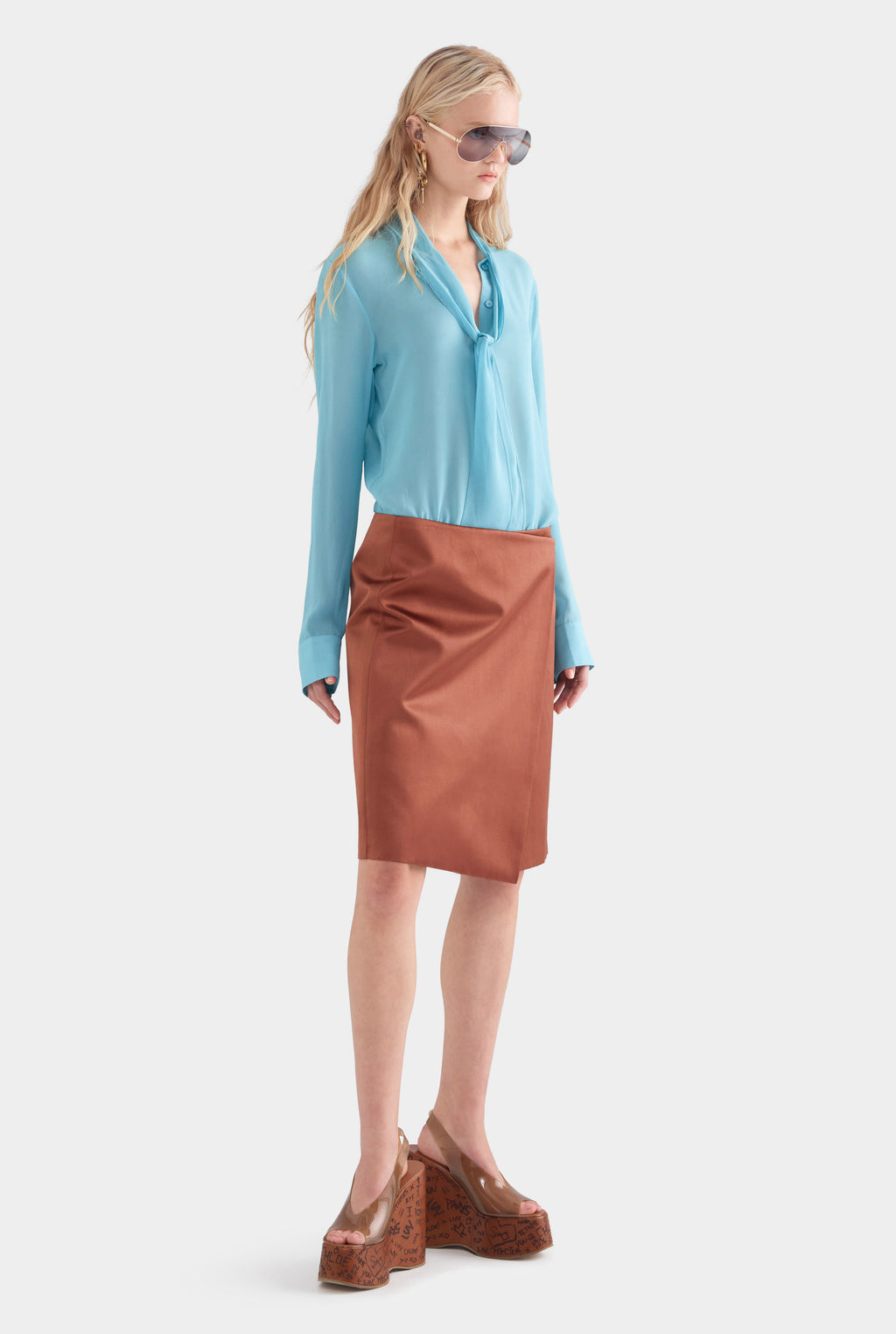 Wrap Silk Cotton Skirt - Chocolate